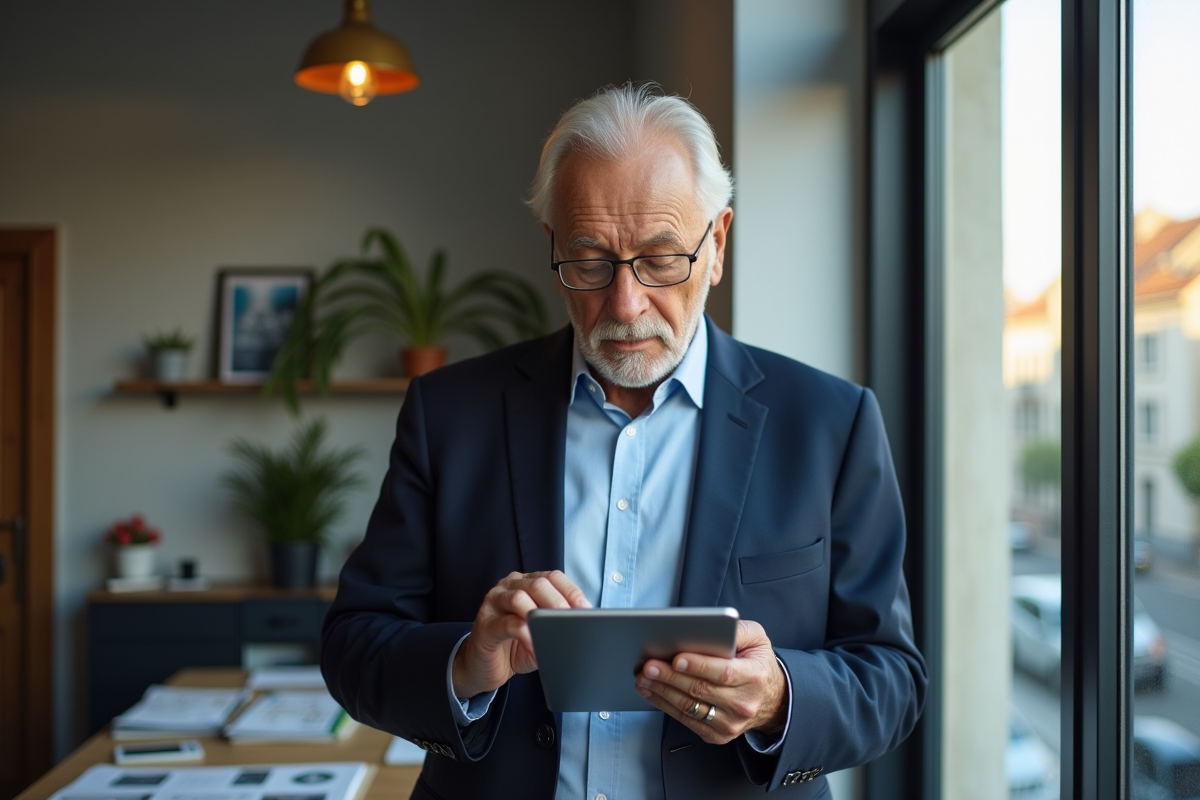 Agent immobilier examine des annonces immobilières en bureau