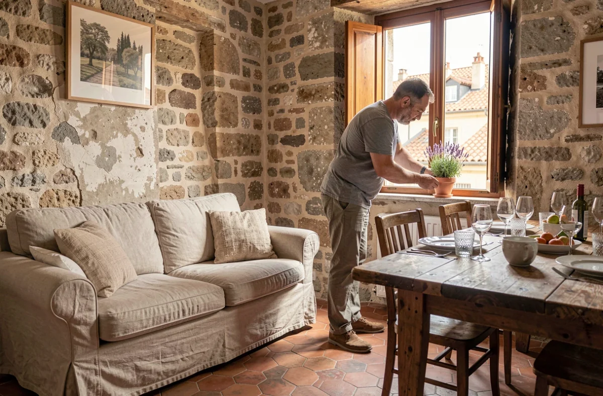 Intérieur d'appartement meublé en location saisonnière dans le quartier Le Panier à Marseille
