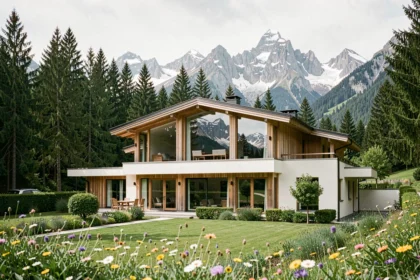 Maison individuelle moderne en Savoie avec vue sur les Alpes et architecture contemporaine
