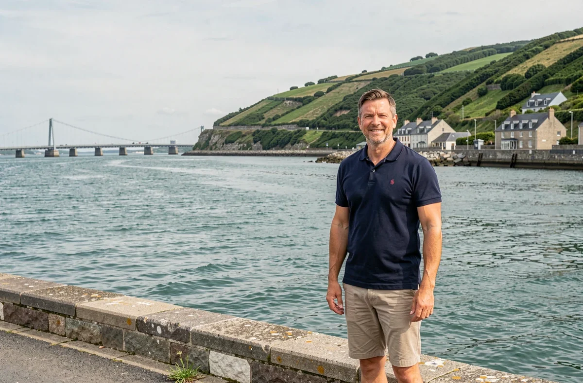 Agent d'Immobilier Kerebel sur les quais de Plougastel-Daoulas avec l'estuaire de l'Elorn