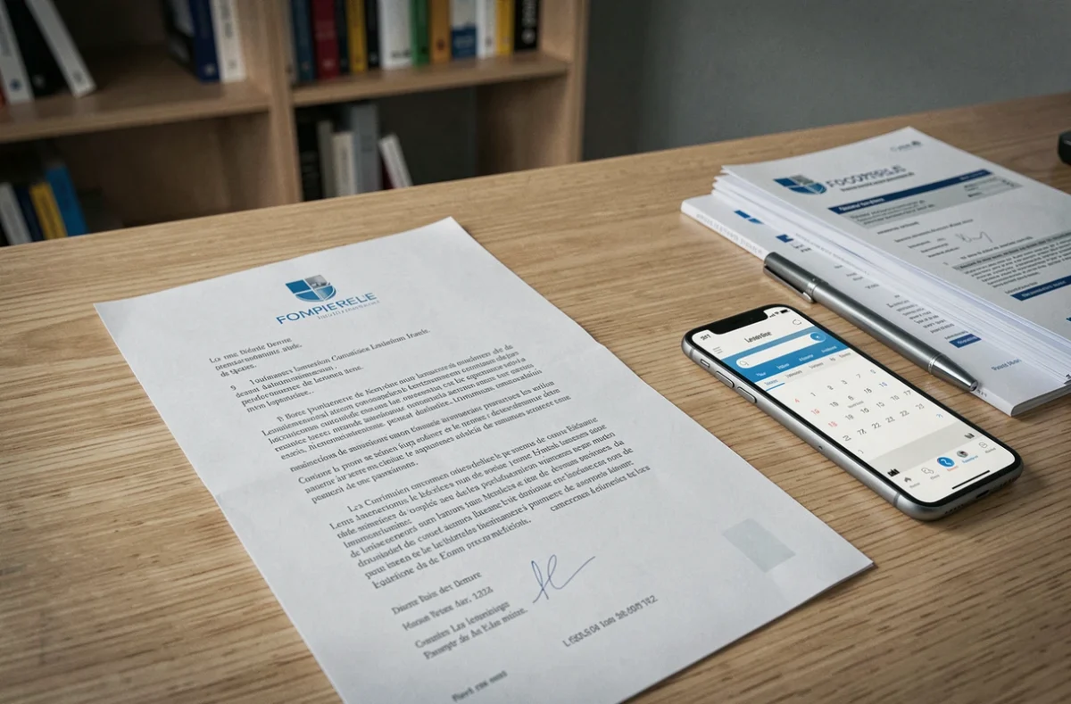 Mise en demeure d'assurance habitation posée sur un bureau avec une police d'assurance locataire