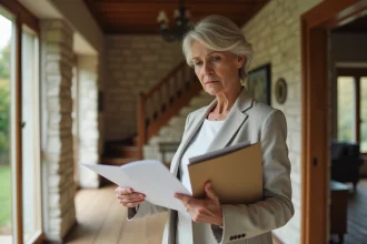 Propriétaire consultant son contrat d'assurance habitation avant de louer sa maison pour un tournage